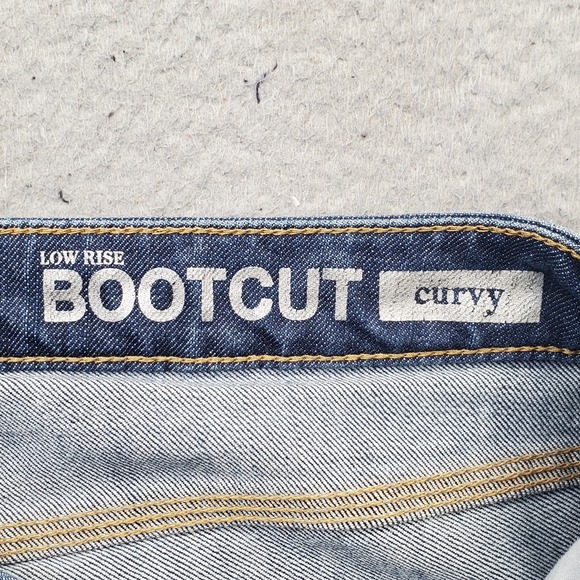 NY&C Curvy Bootcut Jeans Womens 4T Blue Denim Faded Stretch Low Rise Whiskered - Picture 8 of 10